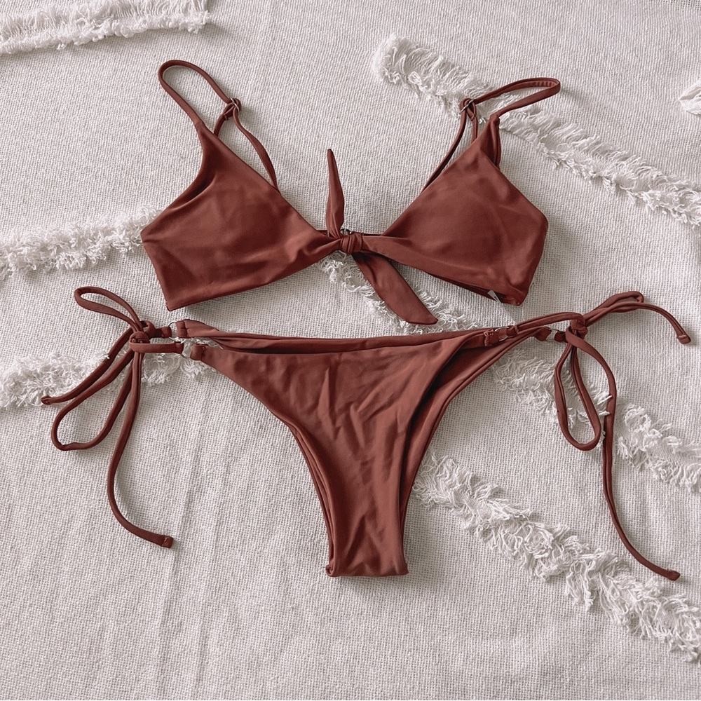 Zaful string bikini set with tie front